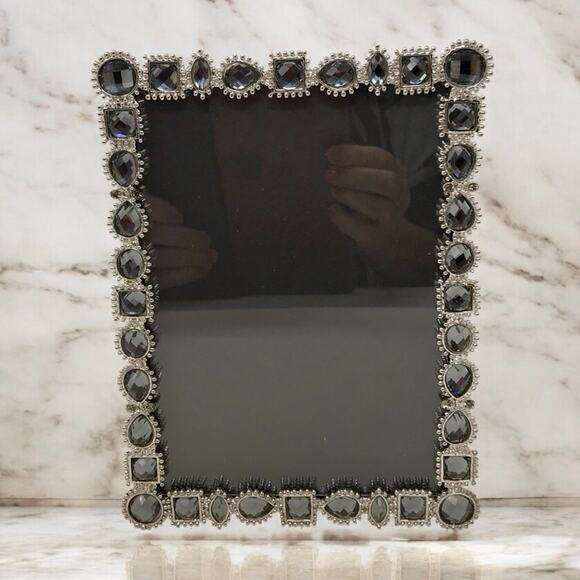 Papyrus Black & Silver Gemstone Picture Frame 5" x 7" Vintage - Picture 1 of 5